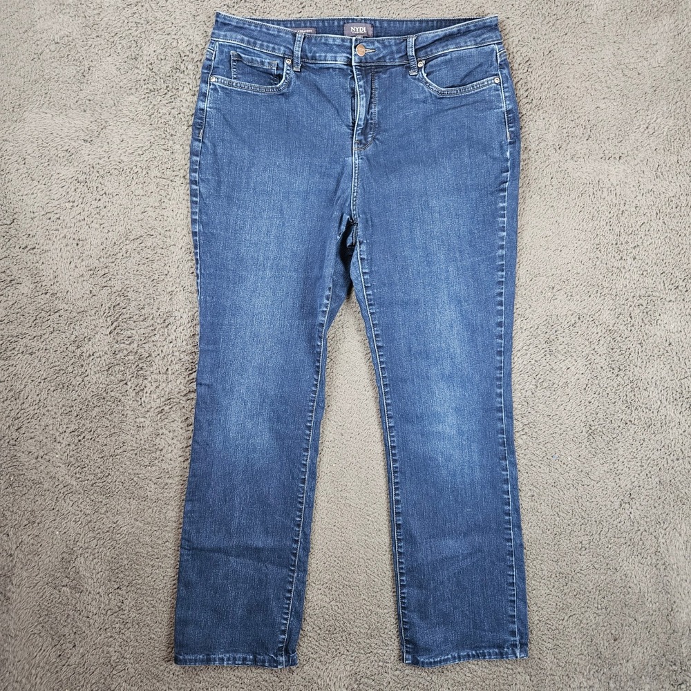 NYDJ Marilyn Straight Leg Jeans Burbank‎ Wash Blue Size 16 MTENMS2299 Lift Tuck